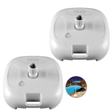 Imagem de Kit 2 Base Plástica Para Guarda Sol Ombrelone Areia Ou Água Praia Piscina Jardim Branco - Mor