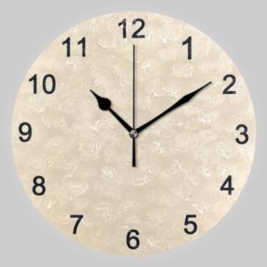 Imagem de CHIFIGNO Relógio redondo bege creme espacial, relógio redondo de 25,4 cm, operado por bateria, relógios de parede silenciosos para banheiro