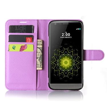 Imagem de Capa para LG G5, capa carteira flip de couro PU premium com compartimento para cartão, suporte e fecho magnético [capa interna de TPU à prova de choque] Compatível com LG G5
