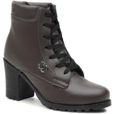 Imagem de Bota Feminina Coturno Cano Curto Salto Alto Tratorado-Feminino