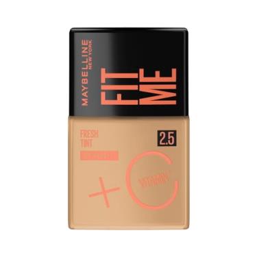 Imagem de Maybelline NY Fit Me Fresh Tint Base Líquida, Proporciona Efeito Glow Natural, Controla a Oleosidade e Uniformiza a Pele com Vitamina C e FPS 50, Cor 2.5, 30ml