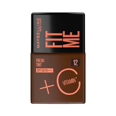Imagem de Maybelline NY Fit Me Fresh Tint Base Líquida, Proporciona Efeito Glow Natural, Controla a Oleosidade e Uniformiza a Pele com Vitamina C e FPS 50, Cor 12, 30ml