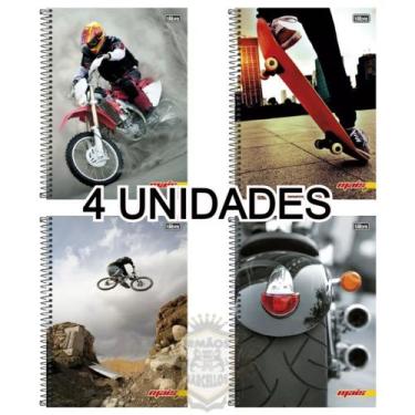 Imagem de Kit 4 Cadernos Espiral 96 Folhas Universitário Mais Masculino Capa Dur