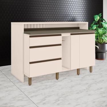 Imagem de Kit Ilha Gourmet 3 Gavetas com Porta Condimentos Connect Duna/Off White