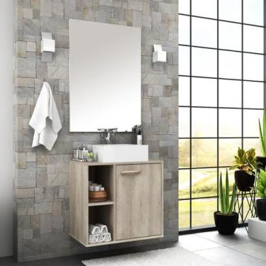 Imagem de Gabinete Para Banheiro 60cm 1 Porta Com Cuba e Espelheira Anne Bosi