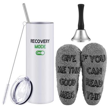 Imagem de Teenyyou 3 peças engraçadas Get Well Soon Presentes 590 ml Caneca Hospital Fuzzy Funny Recovery Meias de Algodão Prata Aço Chá Sino Mão Cirurgia Recuperação Presentes para Pacientes com Quimioterapia,