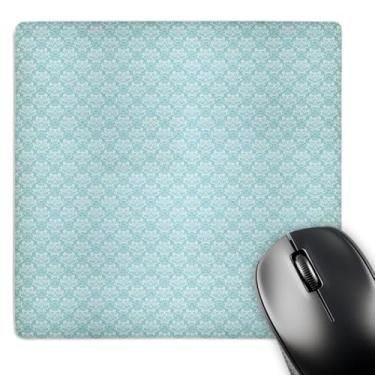 Imagem de Mouse pad com acabamento fosco rosa 3D "Pretty Light Blue and White Small Diamond Damask" - 20 x 20 cm - mp_215626_1