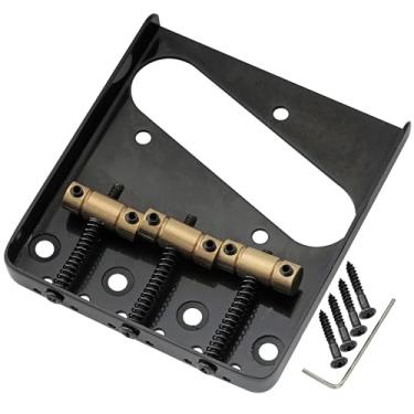 Imagem de Musiclily Pro 10.8mm Vintage Ponte Telecaster 3 Carrinhos Latão para Guitarra Squier e Import tipo Tele, Preta