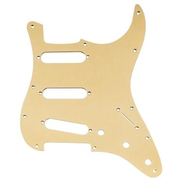 Imagem de Musiclily Pro 11 Furos SSS ST Escudo Pickguard de Alumínio para Guitarra American/Mexican estilo Fender Standard ST, Dourado Anodizado