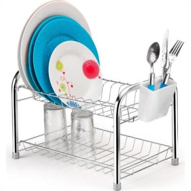 Imagem de Escorredor Desmontavel Com Porta Talheres Classic Arthi Cromado- 1075