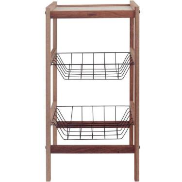 Imagem de Fruteira de Chão com 2 Cestos Aramados Tramontina Utilínea em Madeira 