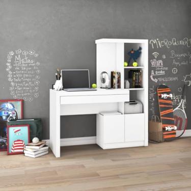 Imagem de Escrivaninha com Estante 2 Portas 1 Gaveta ME4143 Branco Tecnomobili