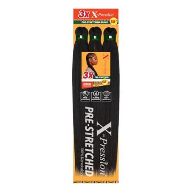 Imagem de Sensationnel Xpression prestretched braiding hair - 3x xpression 58inch kanekalon fiber flame retardant smooth yaki braid - 3x x-pression 58 inch (1 pack, SM1B/Bg)