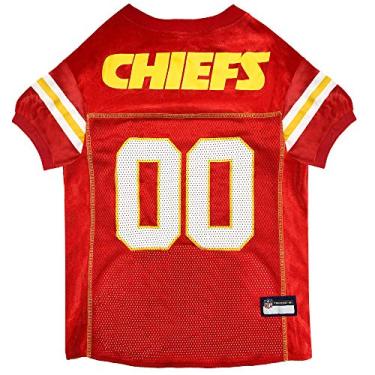 Imagem de Pets First Camiseta NFL Dog Jersey, Kansas City Chiefs, tamanho 3GG. Oficialmente licenciada, malha confortável para cães