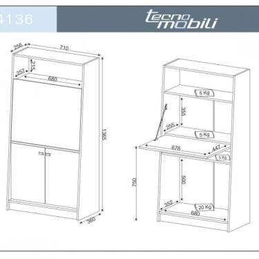Imagem de Armário Multiuso 1 Porta Basculante Tipo Mesa Tecno Mobili Carvalho