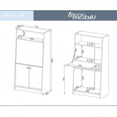 Imagem de Armário Multiuso 1 Porta Basculante Tipo Mesa Tecno Mobili Branco
