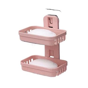 Imagem de Saboneteira Dupla Para Parede/Banheiro Dupla Camada Adesiva Sem Furo (ROSA,1)