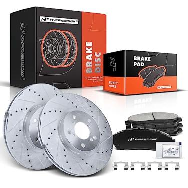 Imagem de A-Premium Kit De Rotores Freio A Disco Dianteiros Perfurados E Ranhurados 12,99" (330 Mm) + Pastilhas Cerâmica Compatíveis Com Modelos Acura Honda - Mdx 2007-2013, Rlx 2014-2015/2017-2018, Zdx, Pilo
