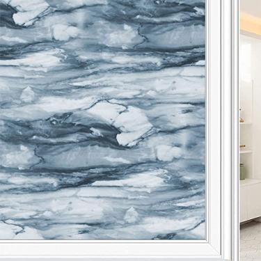 Imagem de Película de janela de privacidade de mármore, textura de estilo mármore, filme de vidro para sala de estar e escritório em casa, L90 x C 190 cm