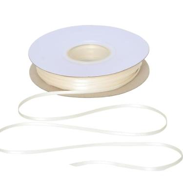 Imagem de YAMA Fita de cetim dupla face marfim, 1/20.3 cm 100 metros, fita creme para embrulho de presente, laços de cabelo, decoração de festa de casamento