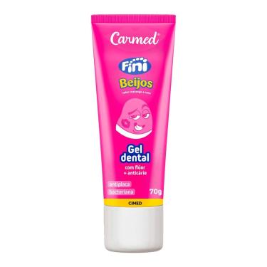 Imagem de Gel Dental Carmed Fini Beijos Sabor Morango e Nata com Flúor e Anticárie 70g