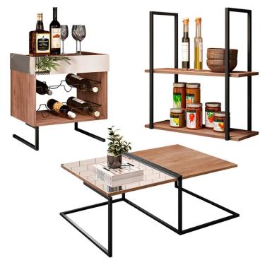 Imagem de Kit Adega Mesa de Centro e Prateleira Industrial 60cm