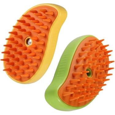 Imagem de Escova Removedora de Pelos a Vapor para Cães e Gatos - Escova Mágica para Pet com Compartimento de Shampoo - Reduz Queda, Brilho e Desembaraça - Recarregável USB