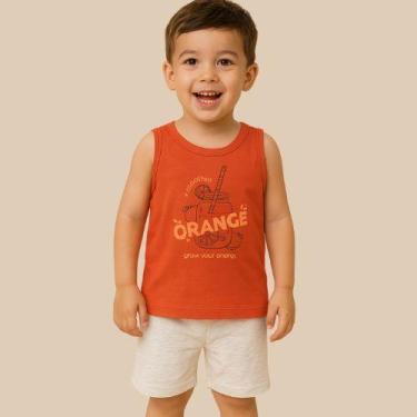 Imagem de Conjunto Verão Infantil Masculino Regata e Shorts  Rei Rex, 01, Laranj