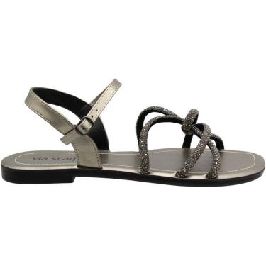 Imagem de Sandália Rasteira Via Scarpa Fivela Tiras com Strass Feminina