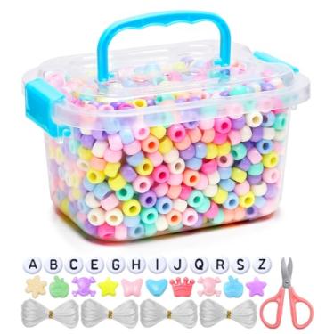 Imagem de IOOLEEM Miçangas coloridas de pônei Macaron – Kit de 1000 peças para pulseiras da amizade e fabricação de joias, fácil armazenamento