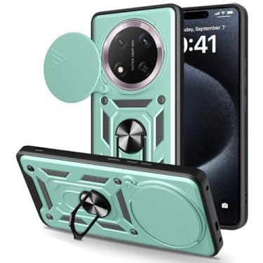 Imagem de Kainevy Capa de telefone para Honor Magic 7 Lite resistente resistente com suporte de anel de metal e capa para câmera, proteção à prova de choque de grau militar, adequada para suporte magnético de