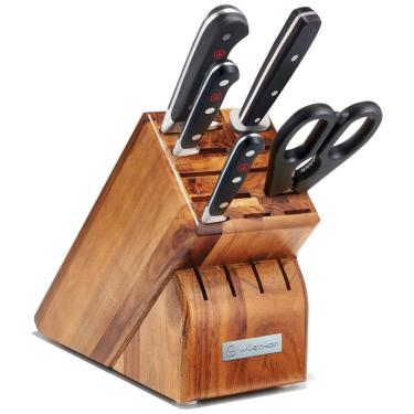 Imagem de Conjunto de Facas em Aço Inoxidável com Afiador Embutido e Bloco de Bancada 6 Peças, WSTHOF 1090170606, Preto