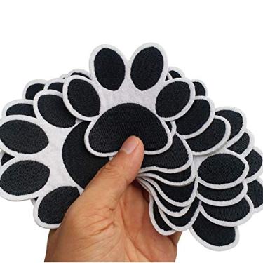 Imagem de Conjunto de 12 peças de 7,9 cm x 6,9 cm de pata de cachorro, pata de cachorro, passar a ferro, apliques bordados à máquina, bordados, roupas de costura para artesanato