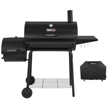 Imagem de Churrasqueira a Carvão com Mesa Lateral, Defumador e Capa Protetora, ROYAL GOURMET CC1830SC, Preto