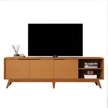 Imagem de Rack Bancada Tucumã 1.8 Tv Até 75 Pol. Pés de Madeira Maciça Nature