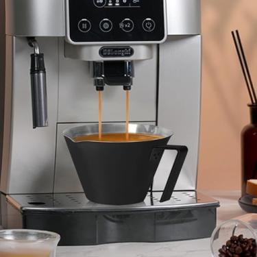 Imagem de Copos de café expresso de aço inoxidável, acessórios de café expresso, copo medidor de metal de bico duplo com escala dupla, copo de café expresso com alça, pesagem de grãos de café (preto fosco), 100