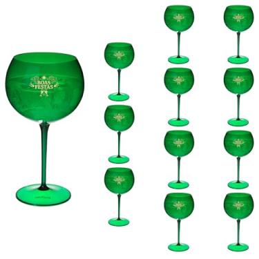Imagem de Taça Acrílico 600ml Premium Taça Gin Boas Festas 12pçs (VERDE ESMERALDA)