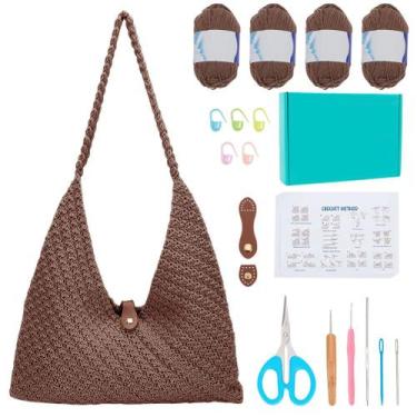 Imagem de Kit de crochê de bolsa de praia ACRIGHEET para iniciantes, marrom - AC
