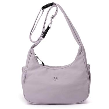 Imagem de Bolsa transversal grande feminina de tecido nylon casual bolsa de viagem moderna moda Hobo bolsa de ombro feminina bolsa de viagem, 01 Roxo, Medium, Bolsa tiracolo
