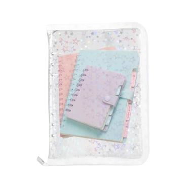 Imagem de Fichário transparente recarregável, fichários de armazenamento de cartões com zíper A5 | Livro de coleta de adesivos A5 com zíper para diário, cartões, bilhetes, recibos, escola, escritório, reuniões