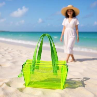 Imagem de Bolsa Transparente PVC para Piscina Natação Balé Academia Escola – Resistente e Impermeável (Toda Verde)