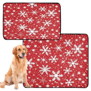 Imagem de CEBUGI Almofadas de xixi laváveis para cães, pacote com 3, almofadas impermeáveis para filhotes de cachorro, antiderrapantes, à prova de vazamento, para cercadinho, cama, flocos de neve de Natal