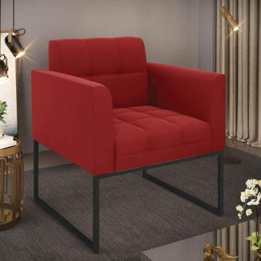 Imagem de Poltrona Sala Decorativa Elisa Base Industrial Preta Veludo Marsala D0