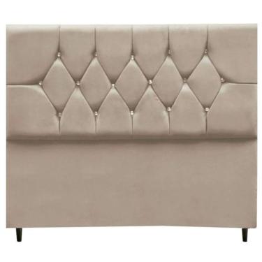 Imagem de Cabeceira Cama Box Estofada Queen 160 Cm Geovana Suede Bege