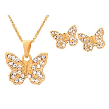 Imagem de Conjunto Borboleta Cravejada - Ancia Jias e Semijoias, Cor única, 45CM