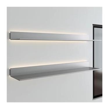 Imagem de Prateleiras emissoras de luz, prateleira de liga de alumínio montada na parede LED divisória em forma de L estante emissora de luz divisória de parede de sala de estar simples (preto, 150 x 23 x 7,5