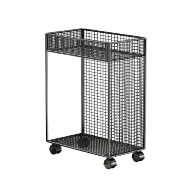 Imagem de VHDY85KA Prateleiras duplas de escritório, suporte de torre de PC, suporte de CPU de metal de 2 camadas com rodas de travamento adequado para a maioria dos PCs, acessórios de carrinho de CPU móvel