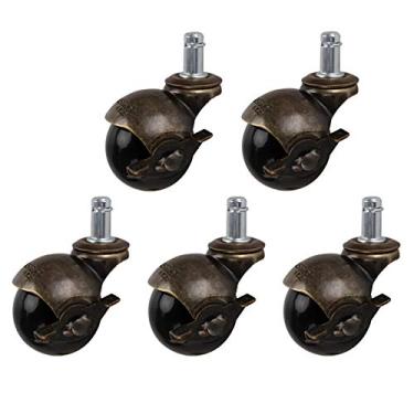 Imagem de 5X Rodízios de Cadeira de Escritório Resistentes, Rodas Giratórias de Substituição com Freio, M11 x 20 mm Circlip, Capacidade de Carga 180 kg, Rodízios de Móveis Rolantes Lisos
