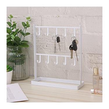 Imagem de Suporte de joias de mesa de ferro forjado brincos cabide colar acessórios de cabelo brincos prateleira pulseira suporte de exibição porta-chaves armazenamento exibição de joias (cor: branco)