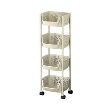 Imagem de Carrinho de armazenamento com rodas multicamadas para sala de estar e cozinha, rack que economiza espaço com cestas abertas, ideal para escritório, varanda, banheiro - organizador compacto e funcional